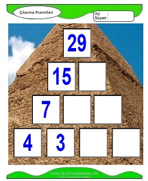 Çıkarma Pramidi Çalışma Sayfaları